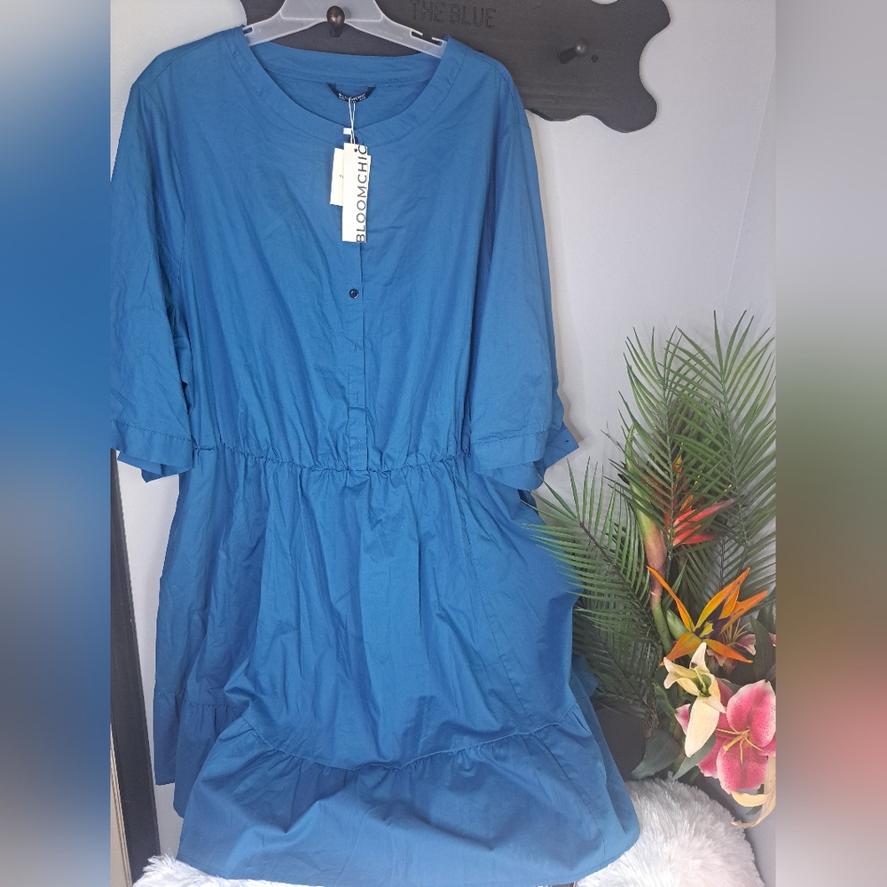 Bloomchic Solid Dark Teal Dress Size 30 NWT